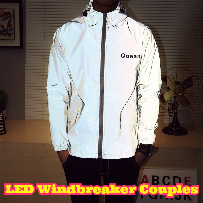 Reflective Running Jacket - LED تضيء سترة واقية الأزواج ركوب