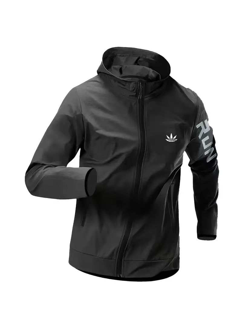 Reflective Running Jacket - سترة رياضية رجالية مقاومة للرياح بغطاء